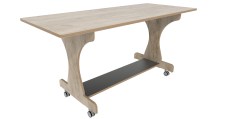 Hoogzit tafel L150 x B64 cm grey craft oak Tangara Groothandel voor de Kinderopvang Kinderdagverblijfinrichting